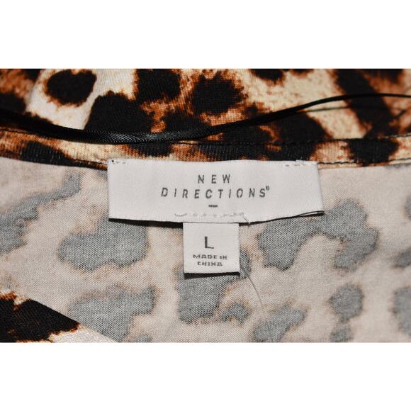 NEW DIRECTIONS NEW $54 Leopard Print Stretch Shift Dress Bell Sleeves Large - Picture 3 of 3